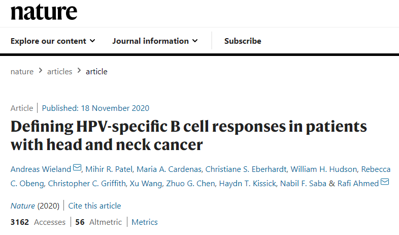 頭頸癌患者 HPV 特異性 B 細胞應答的確定