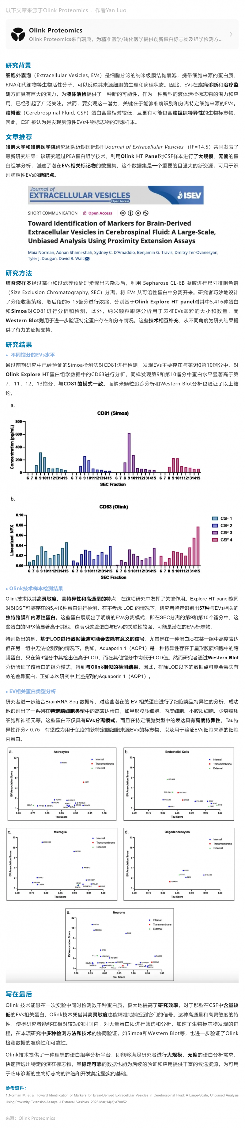 液體活檢 |Olink Explore HT 助力腦脊液隊列大規(guī)模無偏蛋白組學新發(fā)現(xiàn)